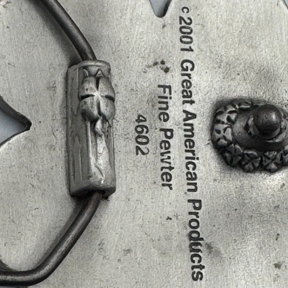 Great American Products 2001 Green Four Leaf Clover Fine Pewter Belt Buckle 4602